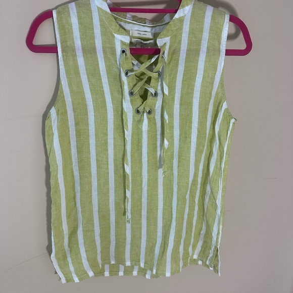 Christian Sirano Cool Natural Linen Relaxed Fit Tunic Lace Up Front size S - Picture 1 of 5